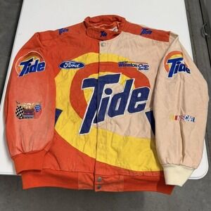 Vintage Jeff Hamilton NASCAR Tide Racing Jacket Winston Cup Ford Orange XL